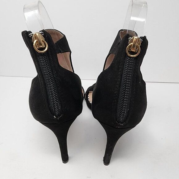 Betsy Johnson "Ryan" Black Fabric Open-Toed Heel, Women's 9 - Picture 4 of 7